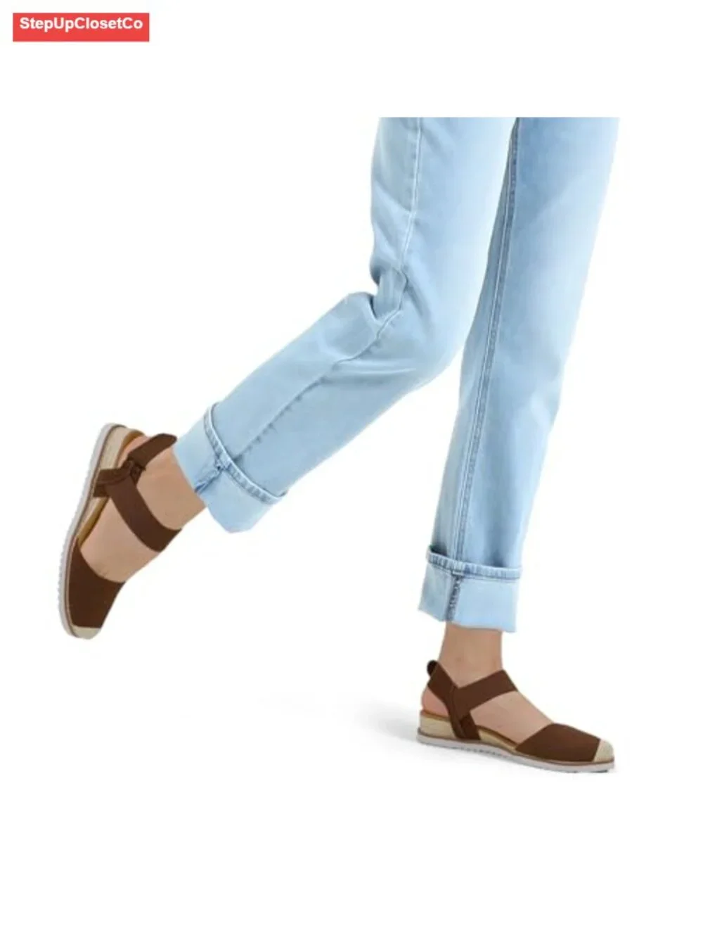 Low Wedge Sandals Comfortable Closed Toe Espadrilles Slip on Elastic Ankle